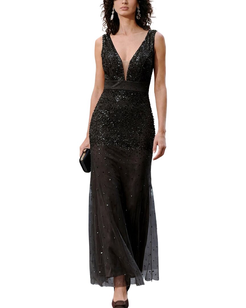 Vincent Embellished Sleeveless Maxi Dress In Black