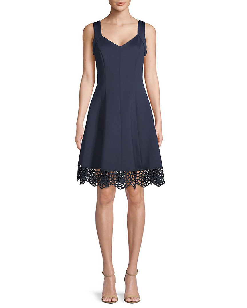 Image of Donna Ricco Lace-Trimmed Sleeveless Dress