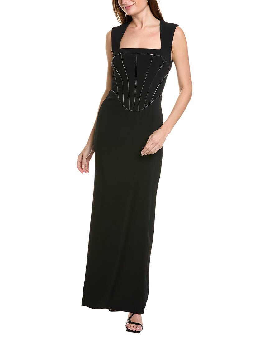 Shop Et Ochs Sienna Flash Piping Gown In Black