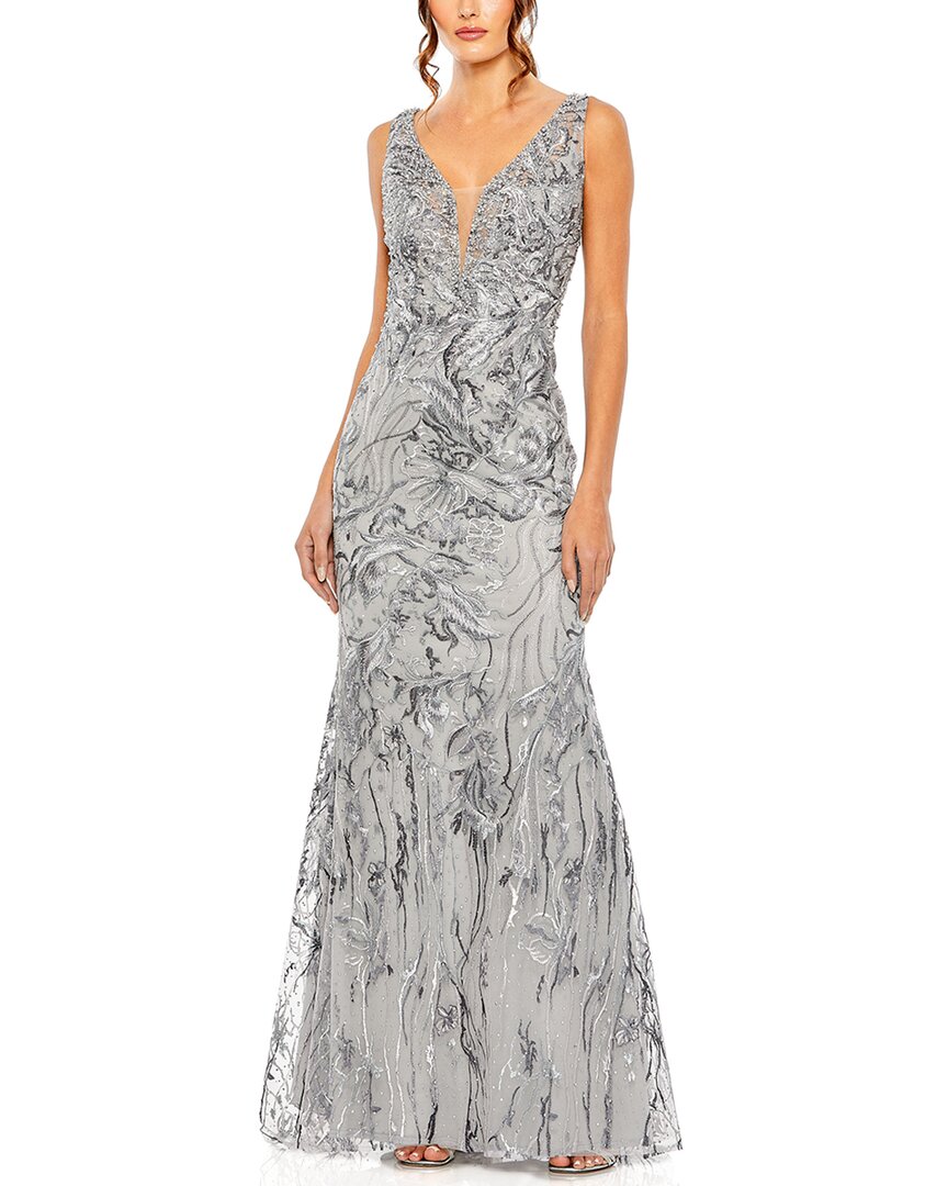 Shop Mac Duggal Sleeveless High Neck Embroidered Gown