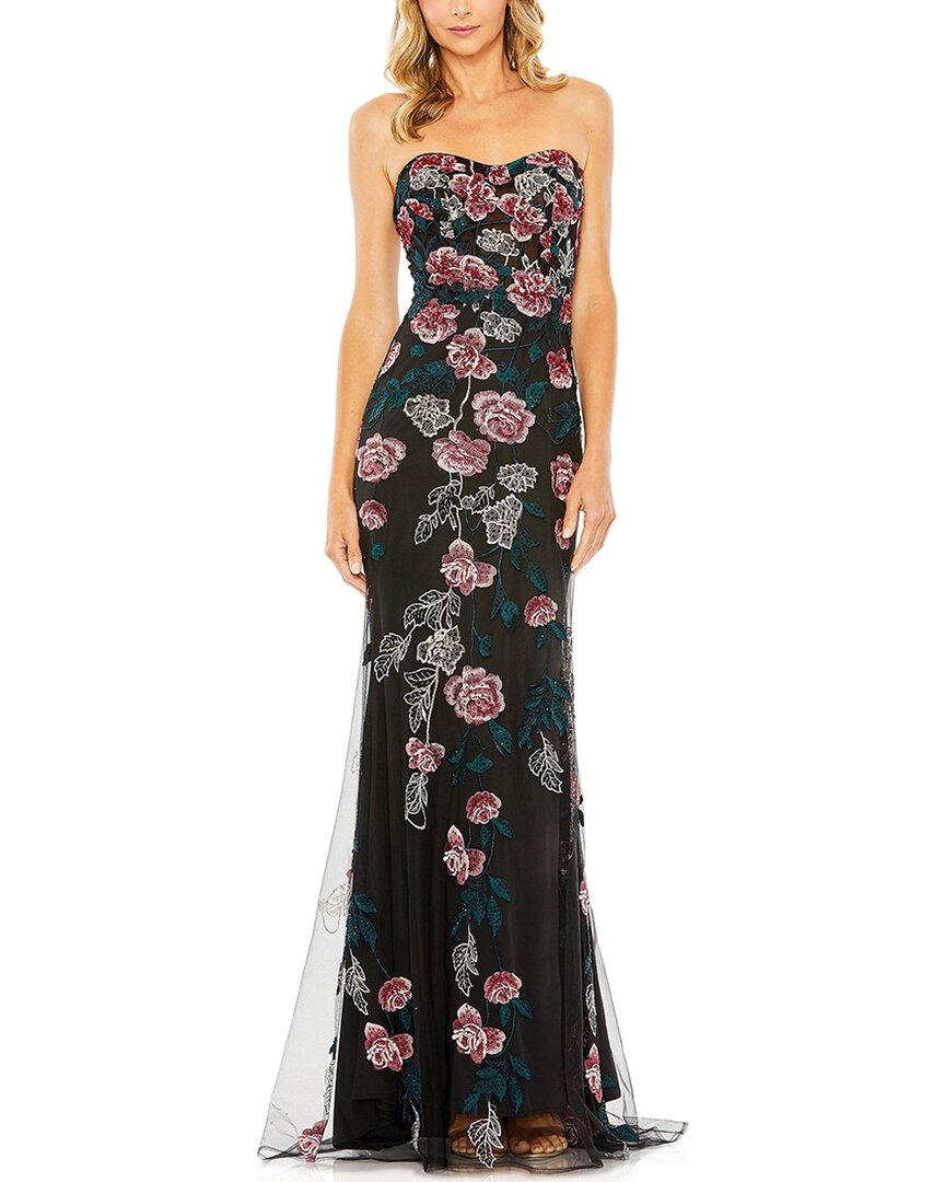 Shop Mac Duggal Strapless Floral Embroidered Gown