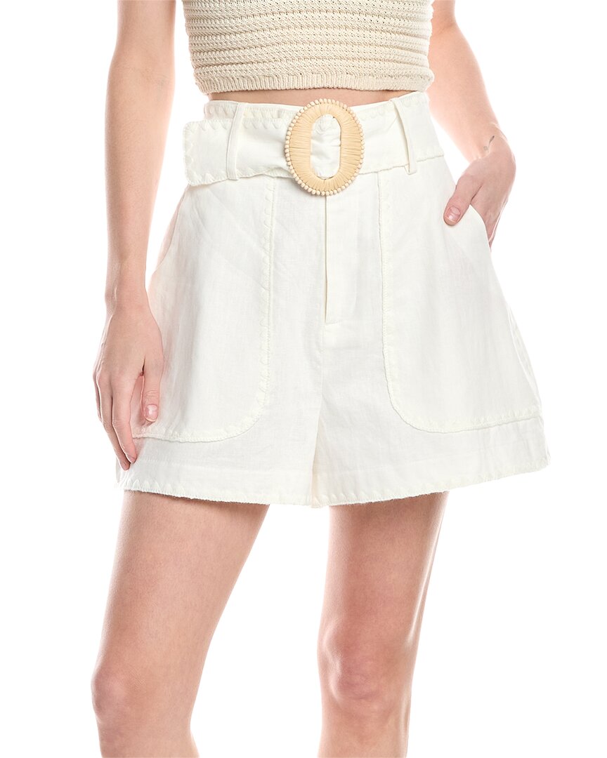 Amur Orena Embroidered Linen-blend Short In White