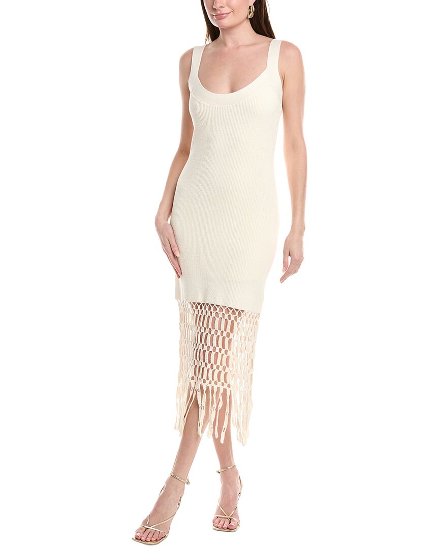 Amur Archie Crochet Fringe Midi Dress In White