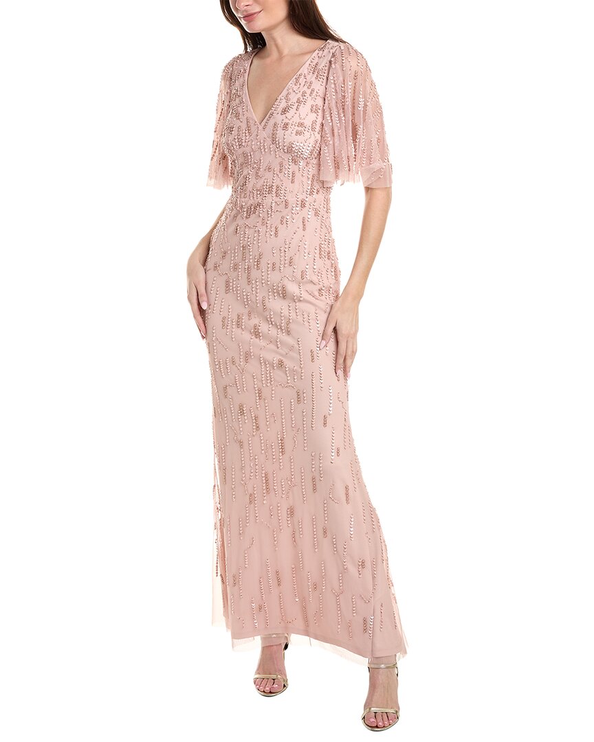 Shop Aidan Mattox Embellished Tulle Maxi Dress In Pink