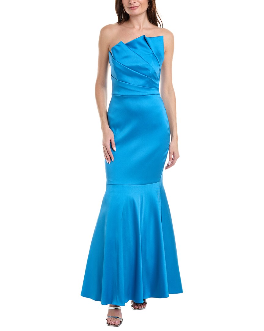Shop Aidan Mattox Mermaid Maxi Dress In Blue