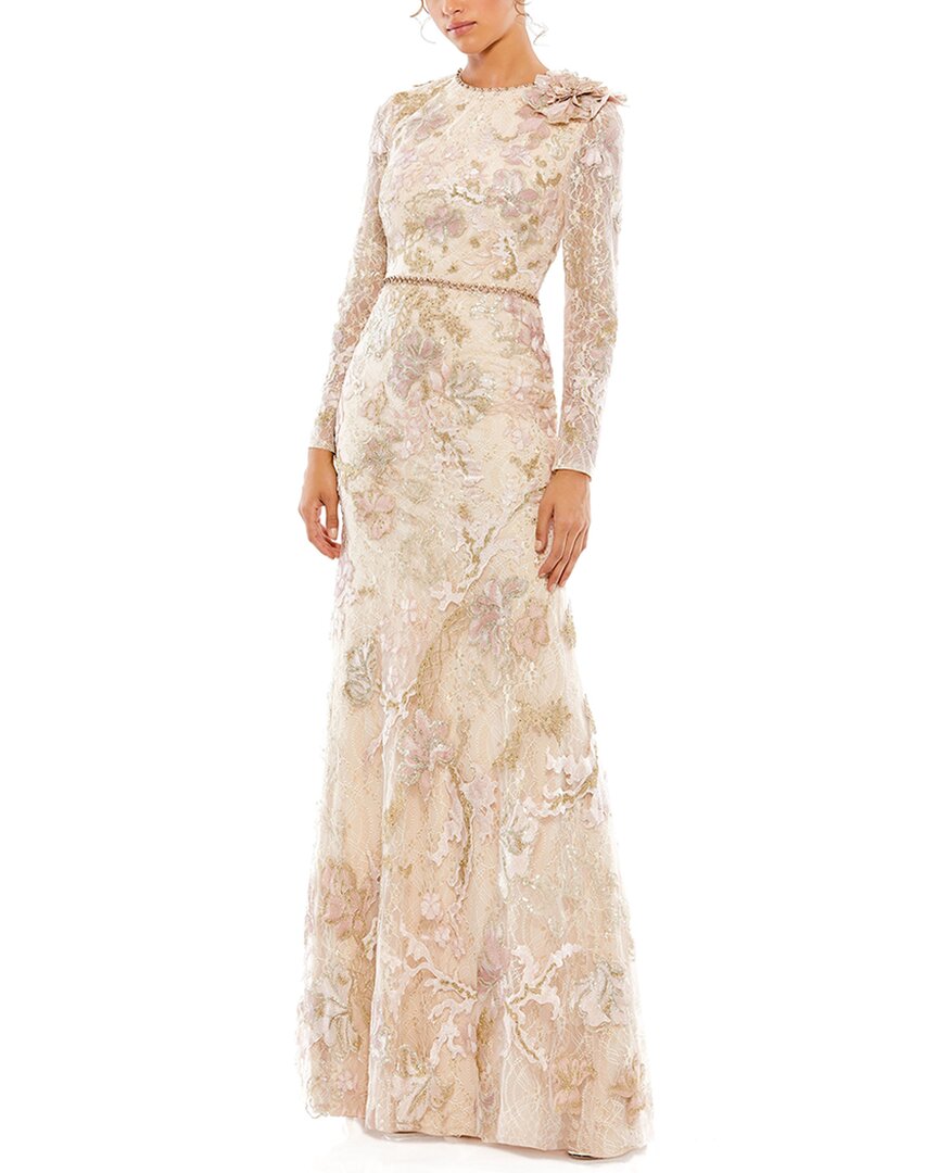 MAC DUGGAL MAC DUGGAL FLORAL EMBROIDERED LACE TRUMPET GOWN