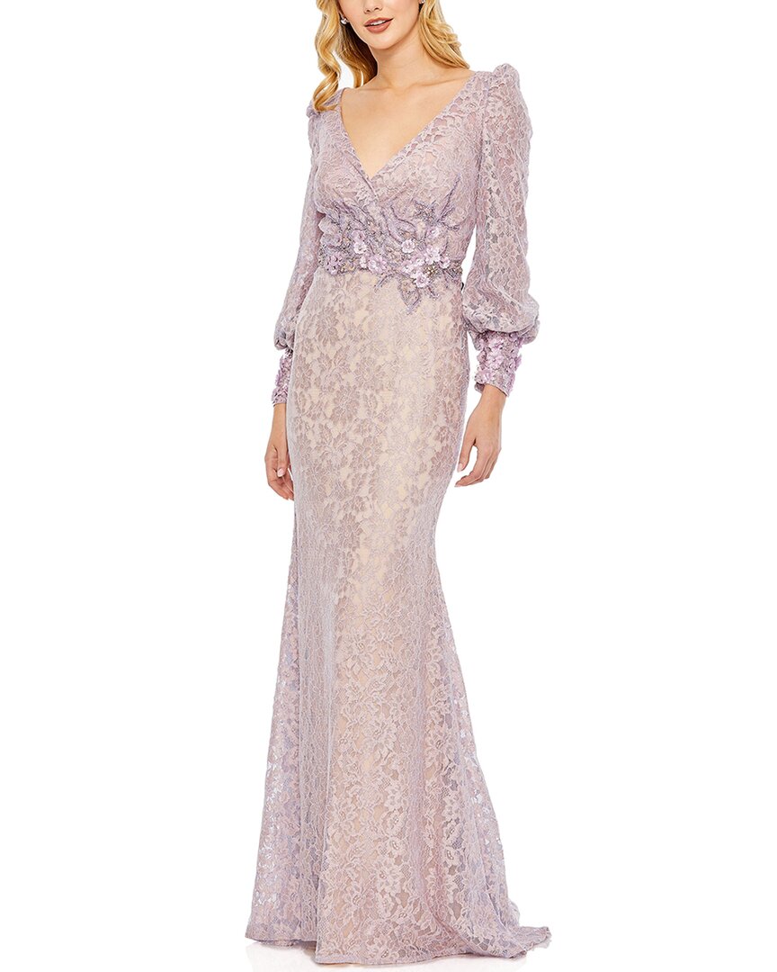 Shop Mac Duggal Lace V Neck Embellished Gown
