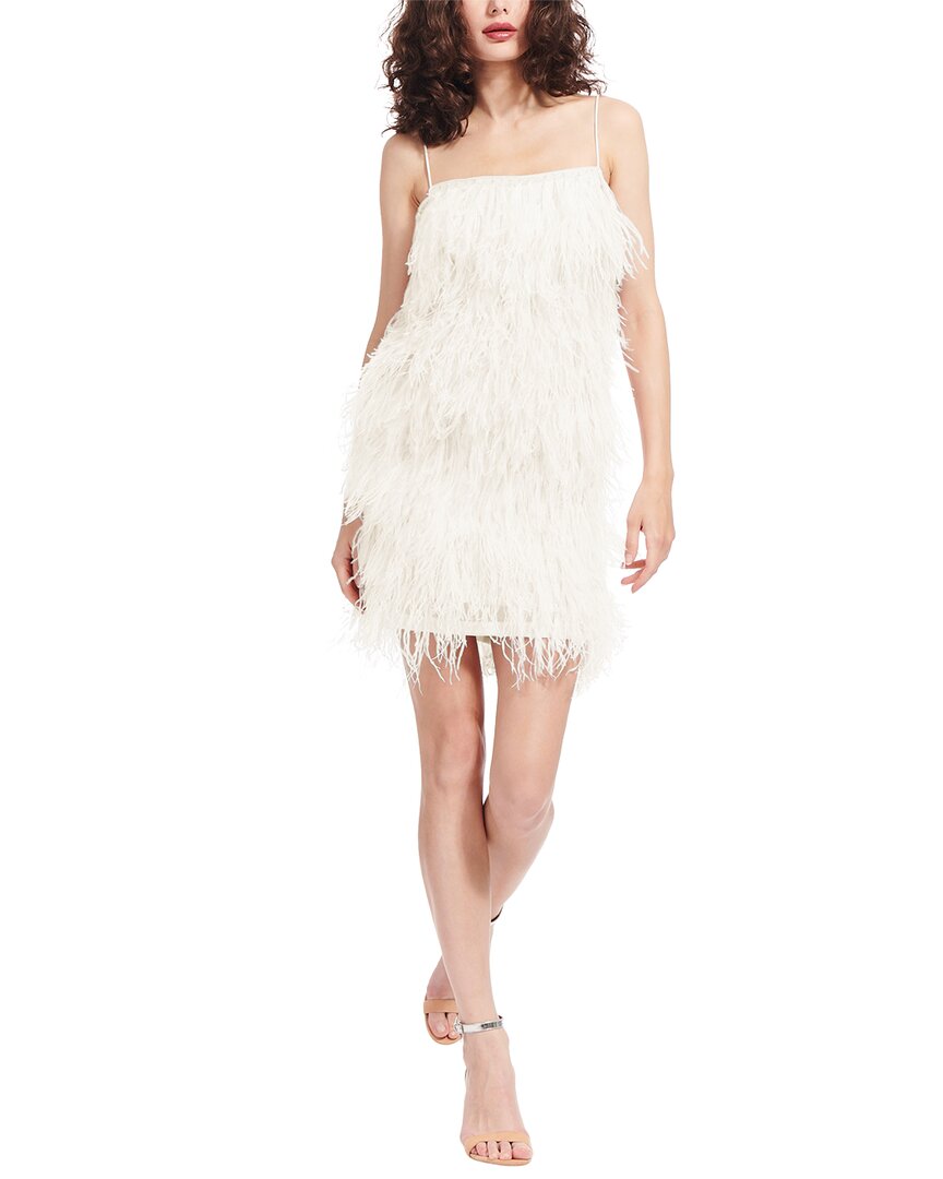 Shop Emily Shalant Bra-friendly Feather Mini Dress In White