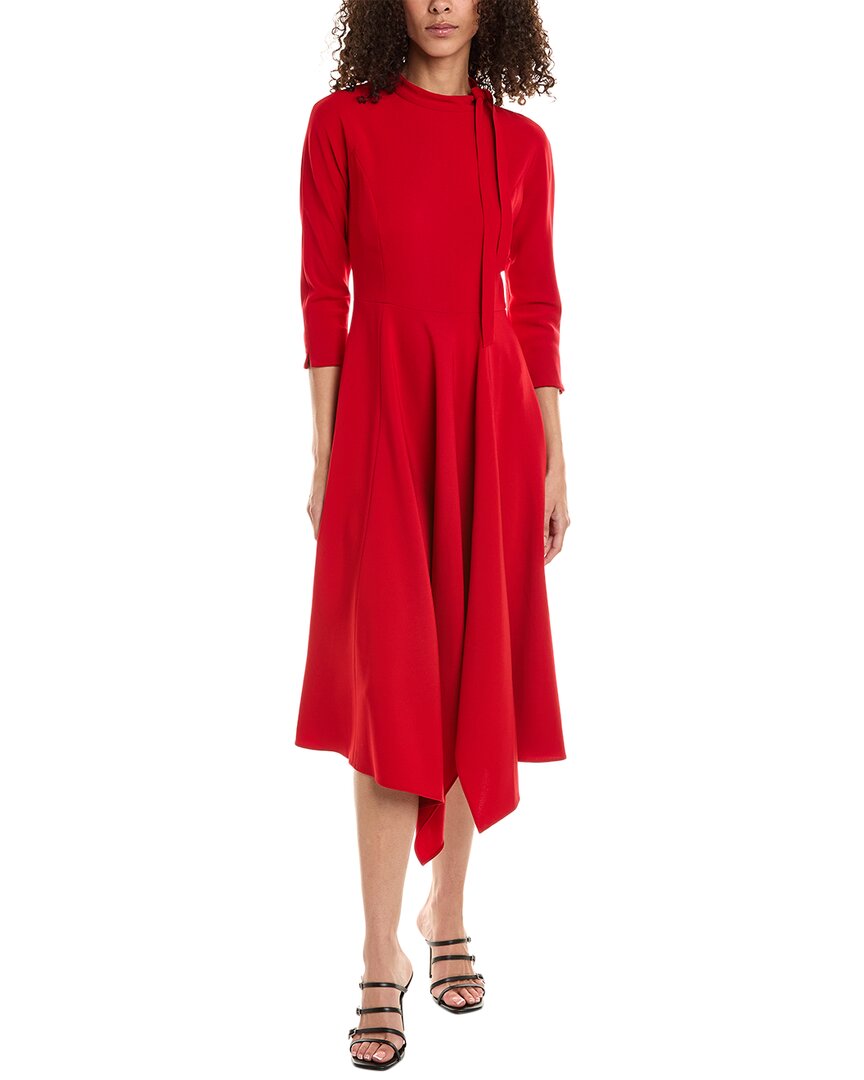 Shop Teri Jon By Rickie Freeman Handkerchief Midi Dress In Red
