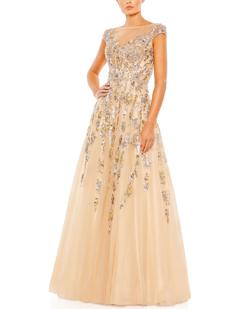 Mac Duggal Embellished Long Sleeve Drop Shoulder A Line Gown