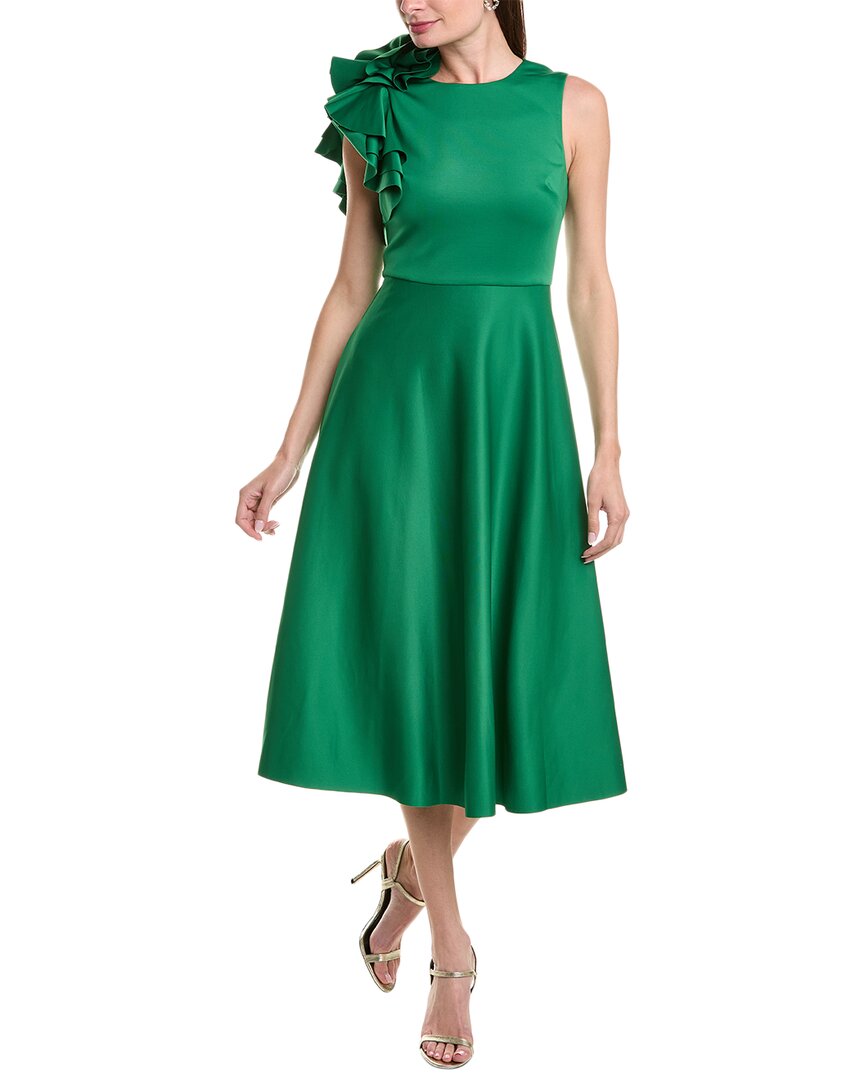 Shop Badgley Mischka Scuba Midi Dress In Green