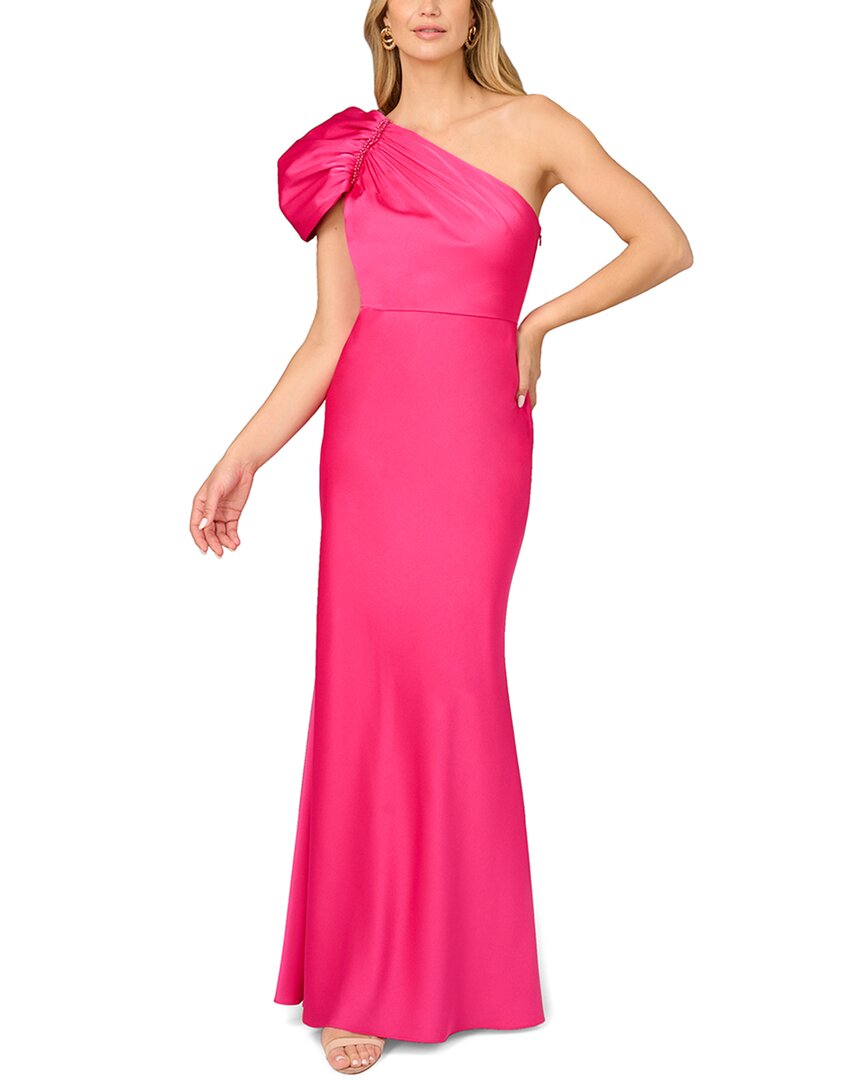 Aidan Mattox Women's Satin One-shoulder Mermaid Gown In Hot Pink