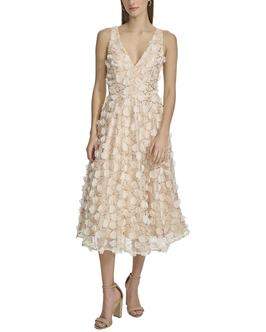 ELIZA J ELIZA J 3D FLOATING FLOWERS MESH MIDI DRESS 