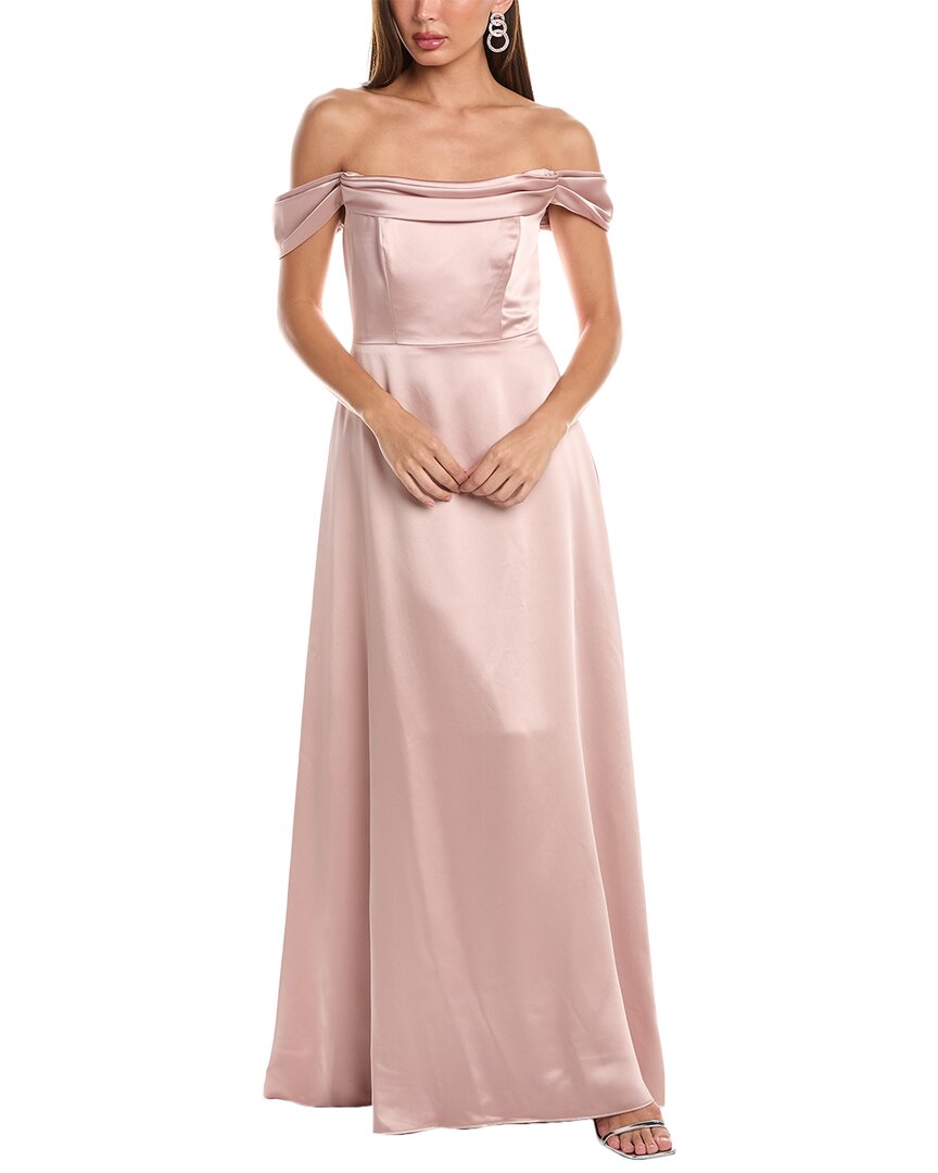 The Dessy Group Dessy Collection Off-the-shoulder Gown In Beige