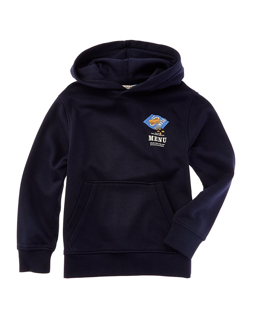 Scotch & Soda Graphic Fleece Pullover Hoodie In Blue