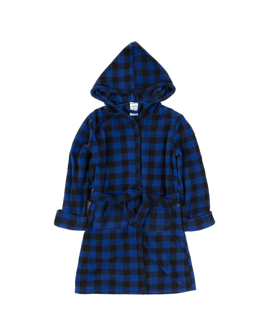 Leveret Fleece Hooded Robe In Blue