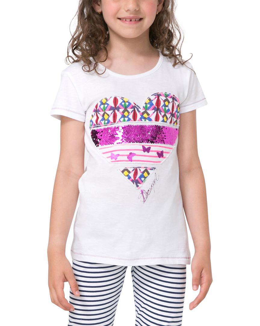 Image of Desigual Heart Sequin T-Shirt