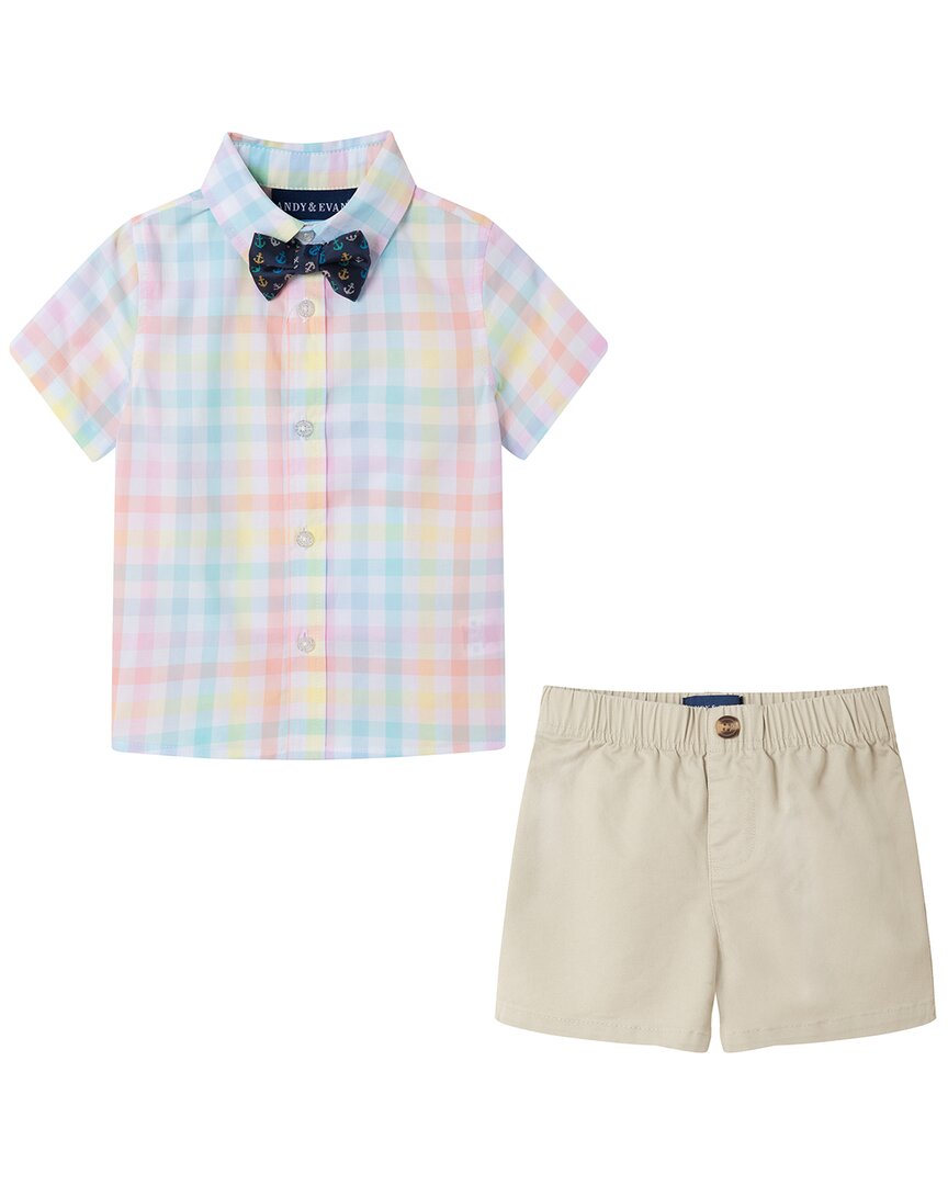 Andy & Evan 4pc Plaid Suspender Set In Yellow