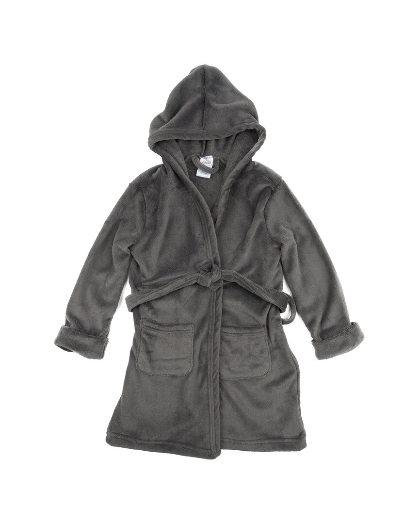 Leveret Fleece Hooded Robe In Gray