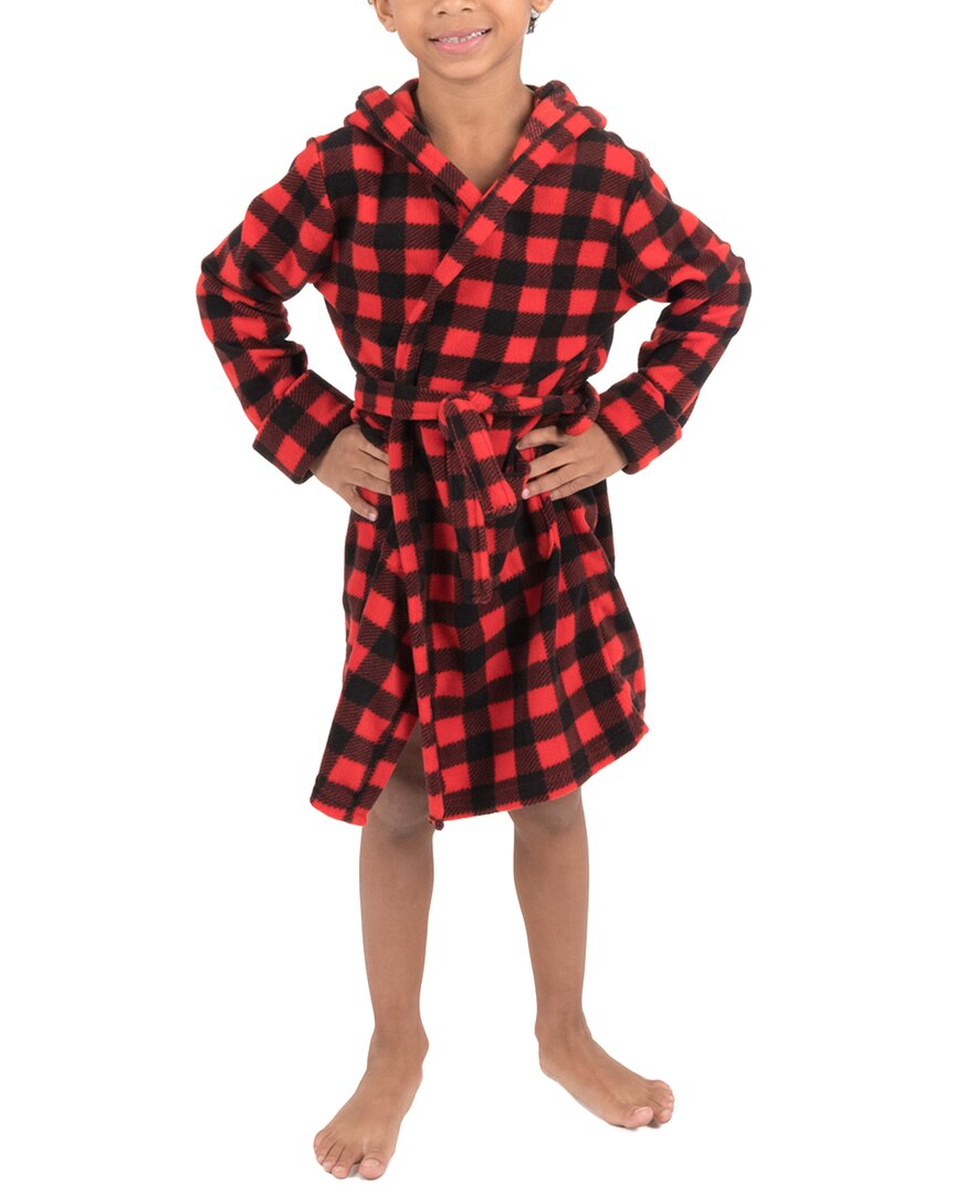 Leveret Fleece Hooded Robe In Red