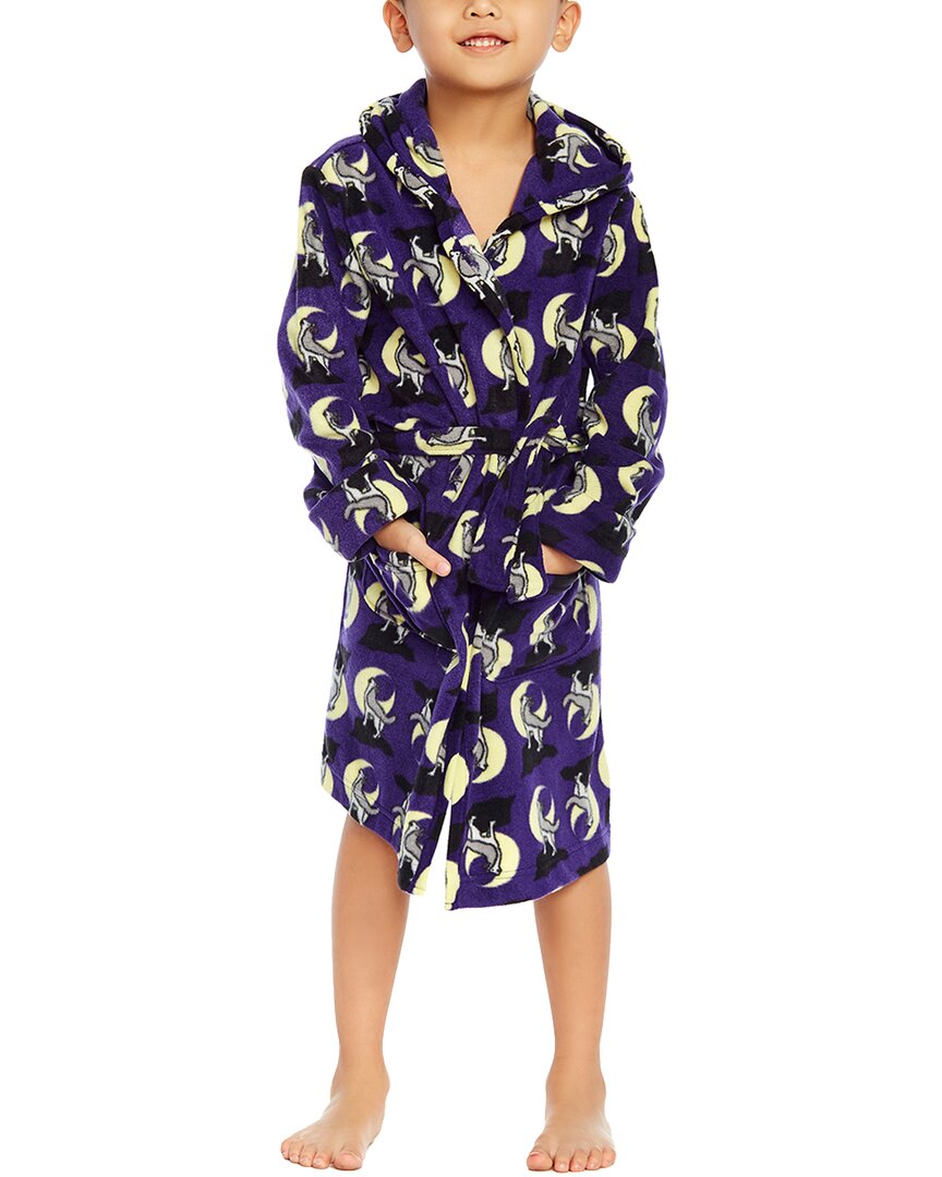 Leveret Fleece Hooded Robe In Blue