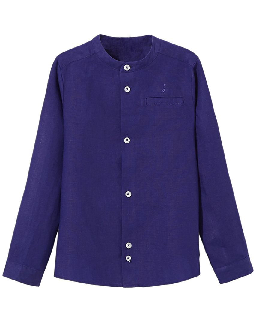 Image of Jacadi Paris Clipsebis Mao Collar Linen Shirt