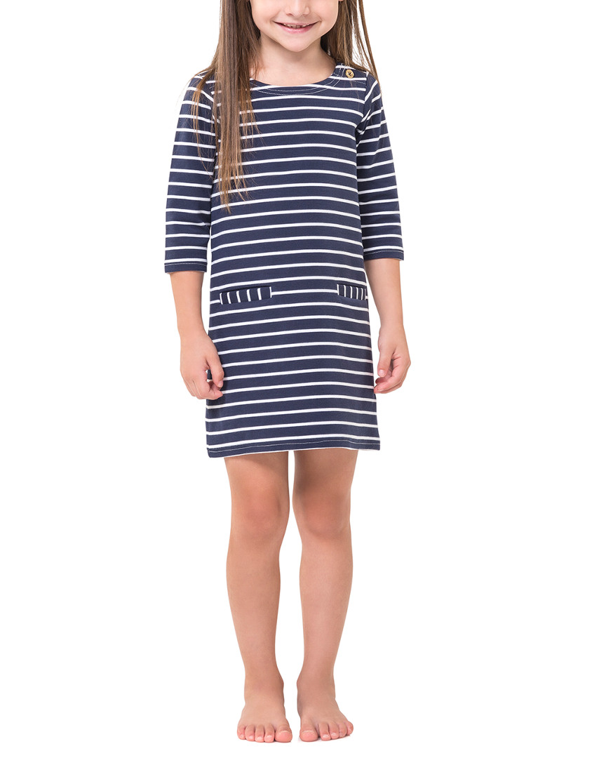 Image of Sail to Sable Navy & White Stripe Ponte Shift Dress