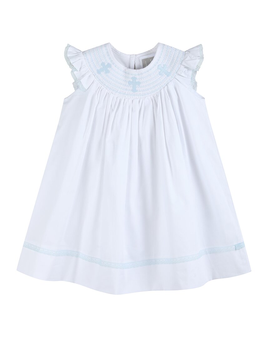 Lil Cactus Holy Smocked Bishop Dress In White