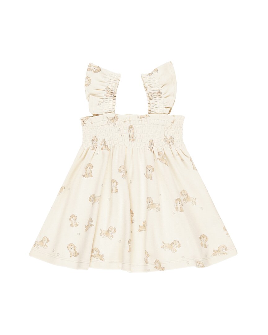 Quincy Mae Smocked Jersey Dress In Neutral