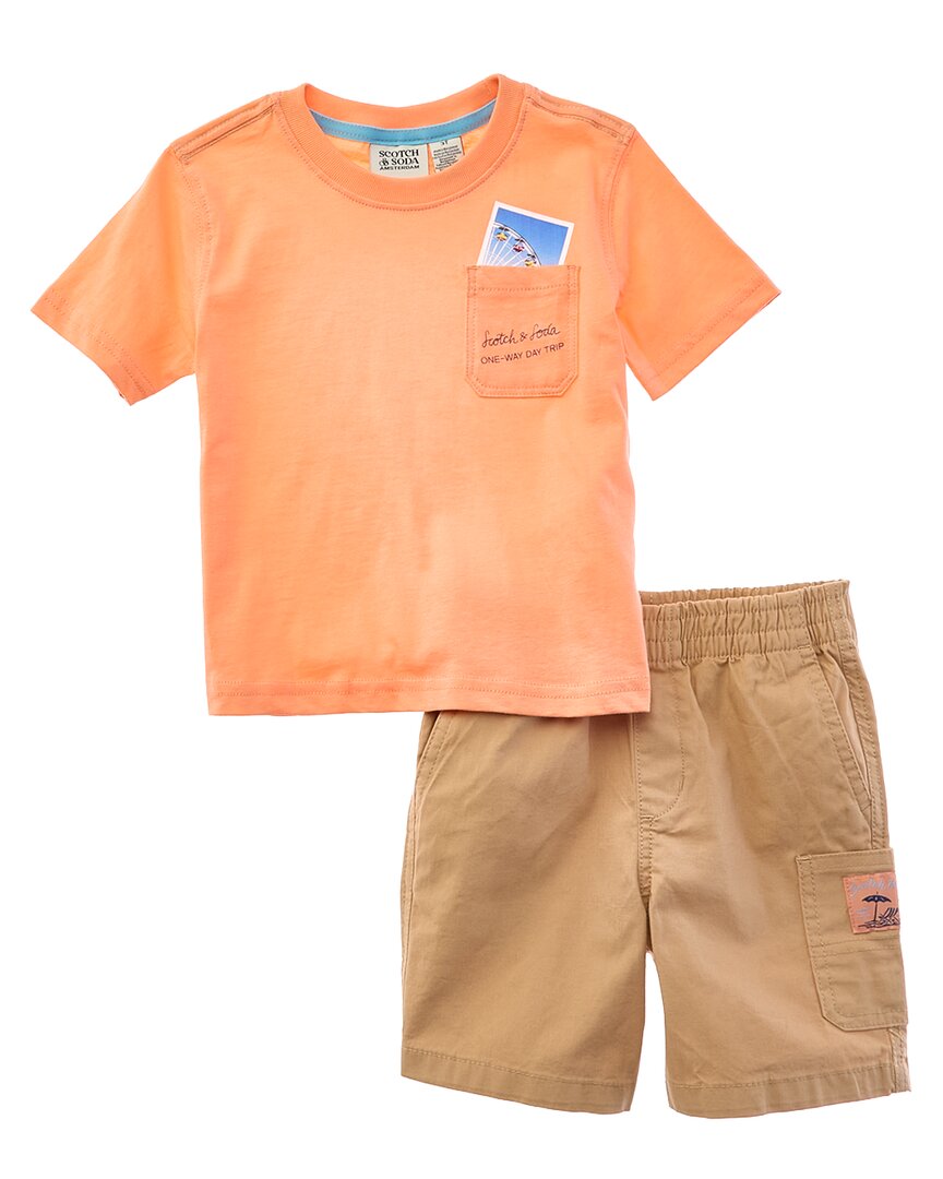 Scotch & Soda 2pc T-shirt & Short Set In Orange