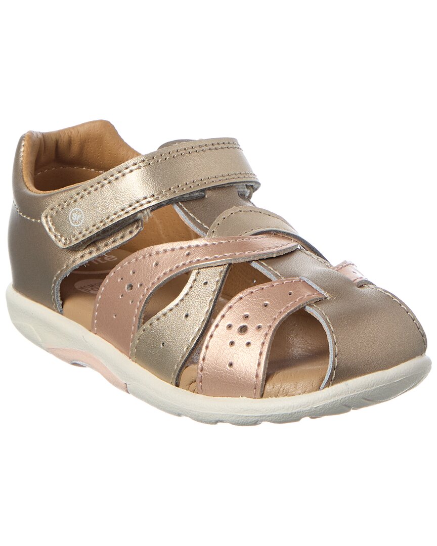 Stride Rite Xena Leather Sandal In Gold