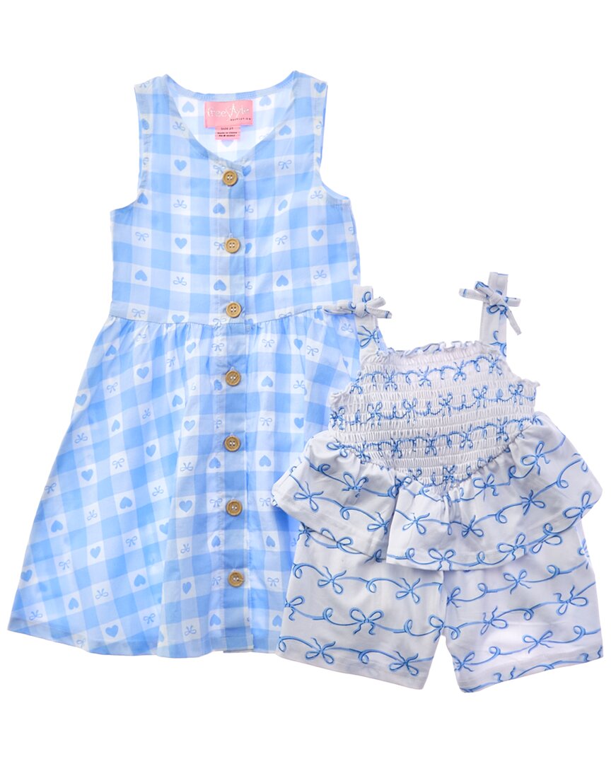 Freestyle 2pk Bowtastic Woven Dress & Knit Romper Set In Blue