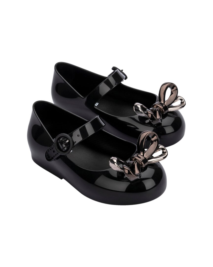 Mini Melissa Sweet Love Glam Baby Ballerina Flat In Black