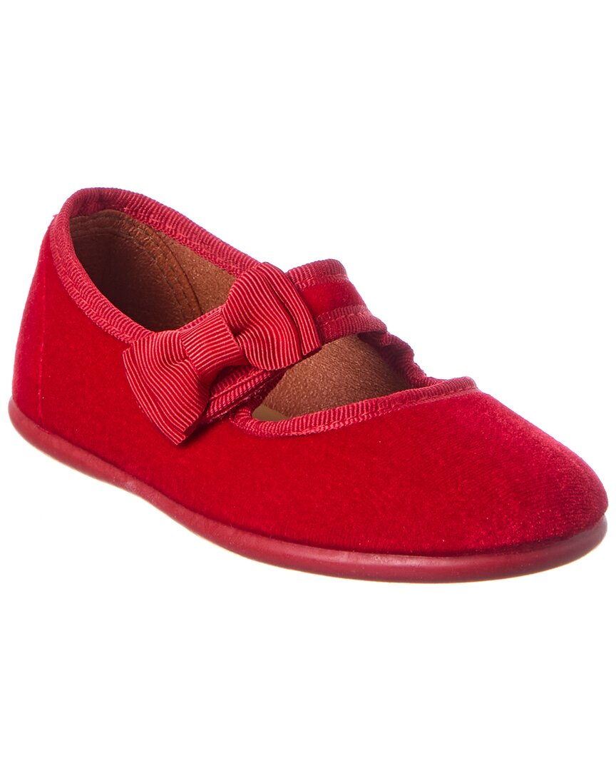 Elephantito Velvet Bow Mary Jane In Red