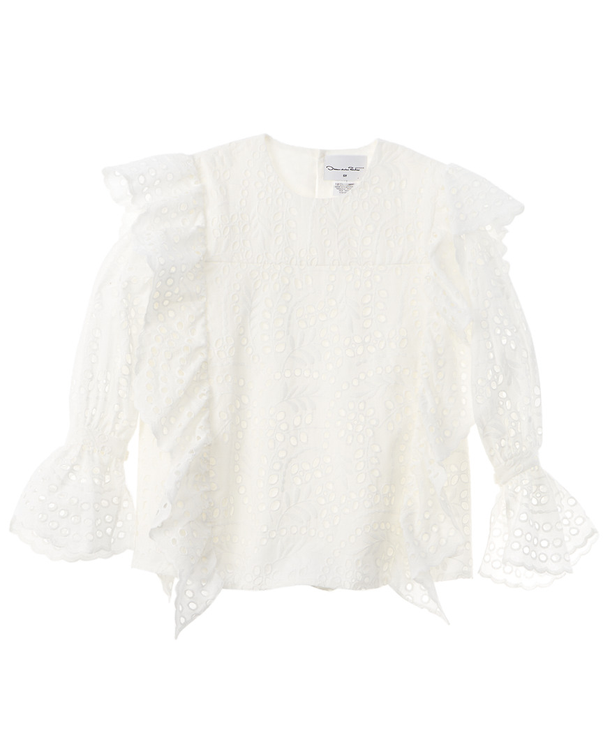 Image of Oscar de la Renta Embroidered Leaves Top