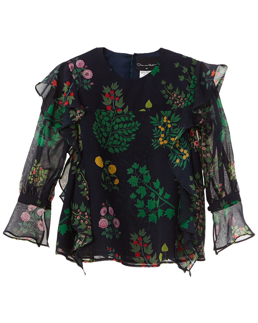 Image of Oscar de la Renta Botanical Branch Silk Top