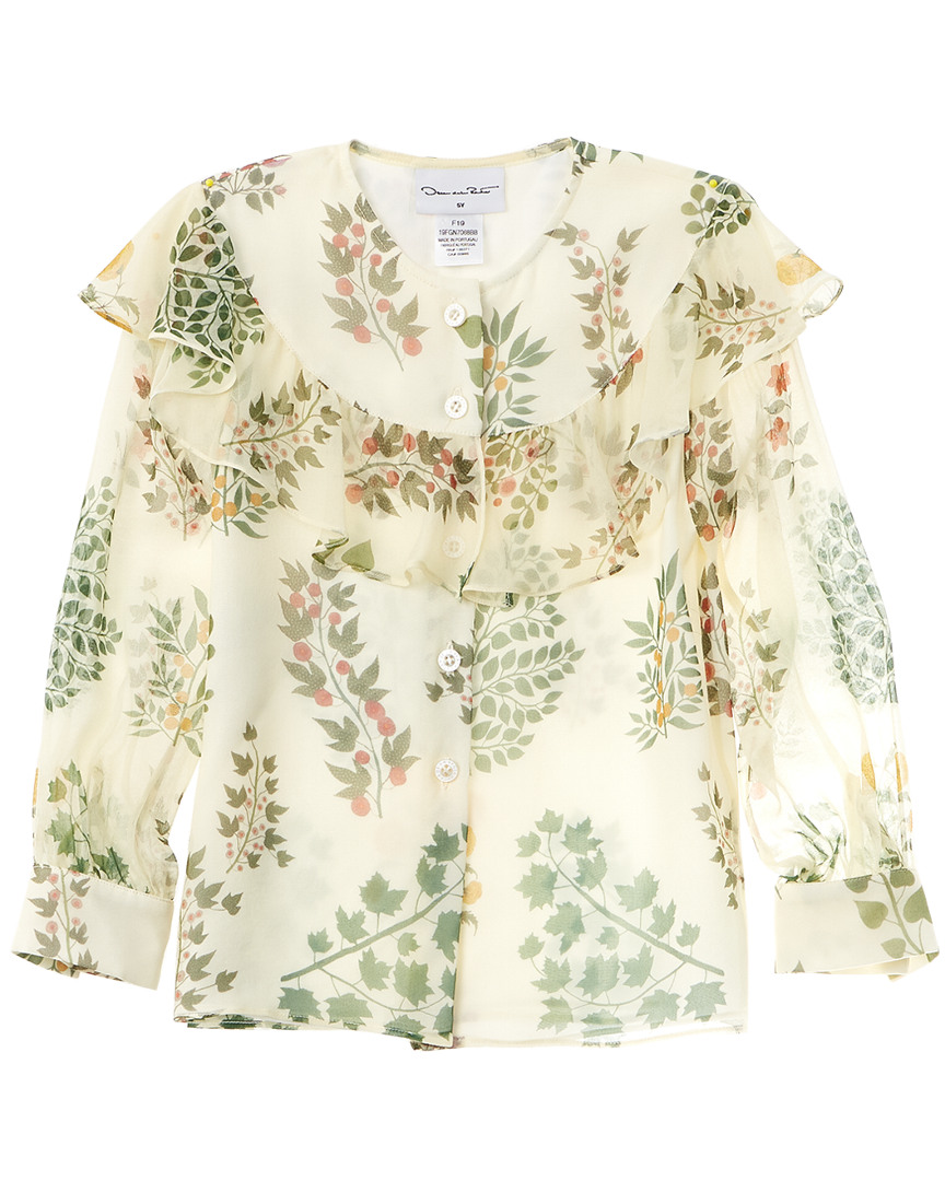 Image of Oscar de la Renta Botanical Print Silk Top