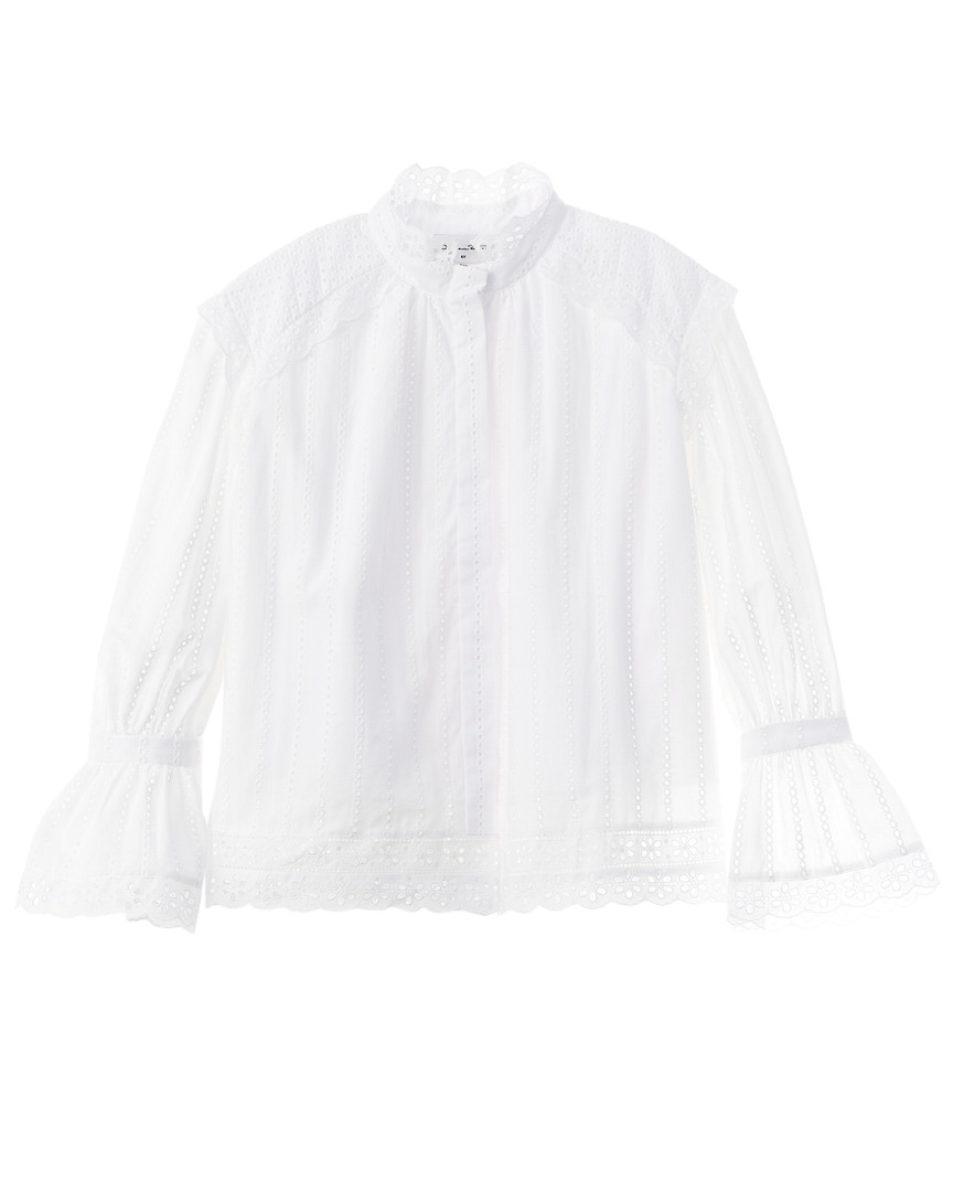 Image of Oscar de la Renta Mini Flower Scallop Top
