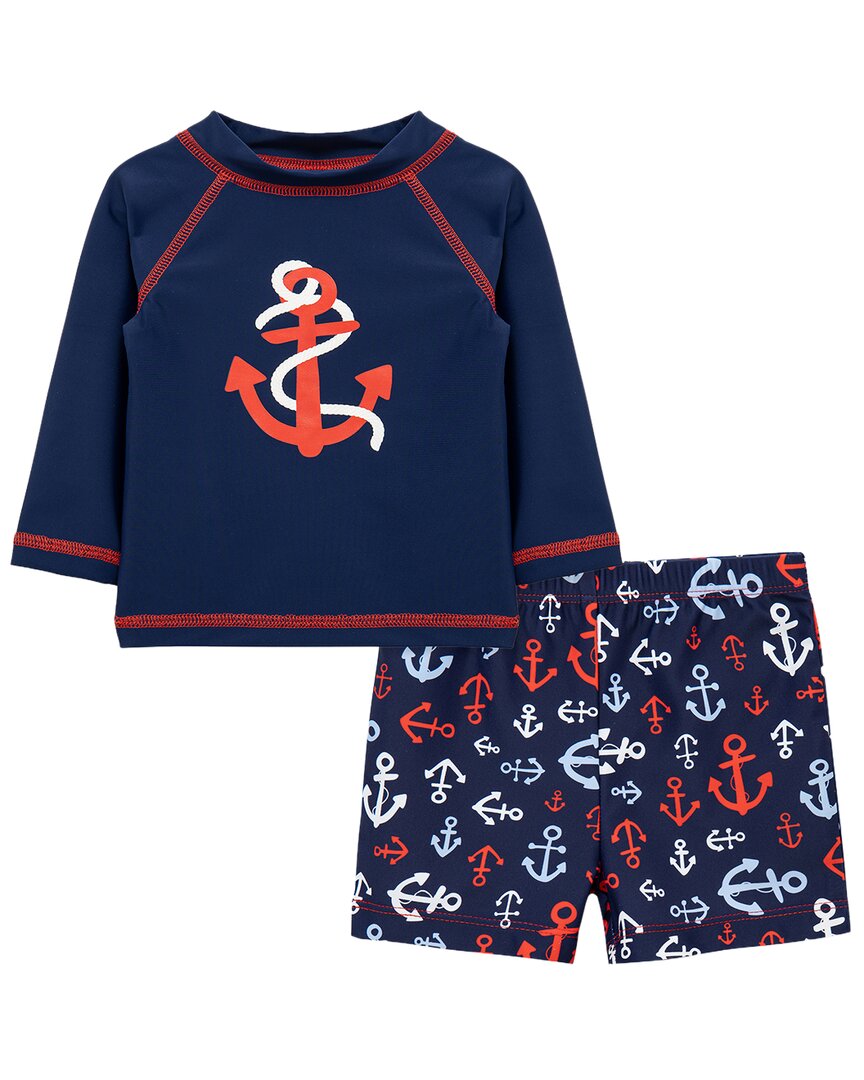 Little Me Anchor Rashguard Set In Blue