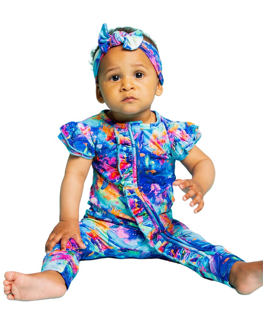 Bums & Roses Current Crew Cap Sleeve Romper In Multi