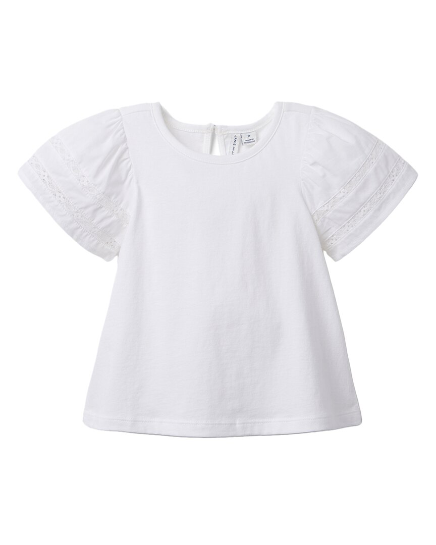 Janie and Jack Lace Trim Puff Sleeve Top