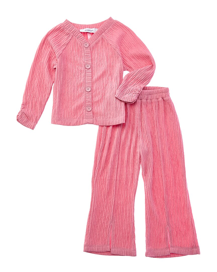 Marion 2pc Crinkle Plisse Top & Pant Set In Animal Print