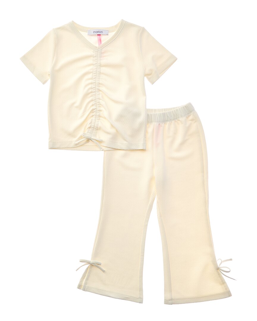 Marion 2pc Ruched Top & Pant Set In Neutral