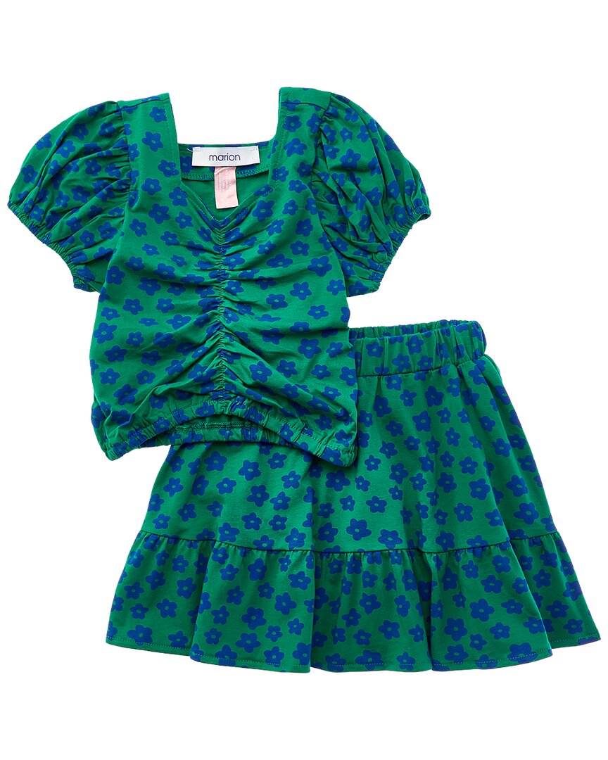 Marion 2pc Floral Top & Skirt Set In Green