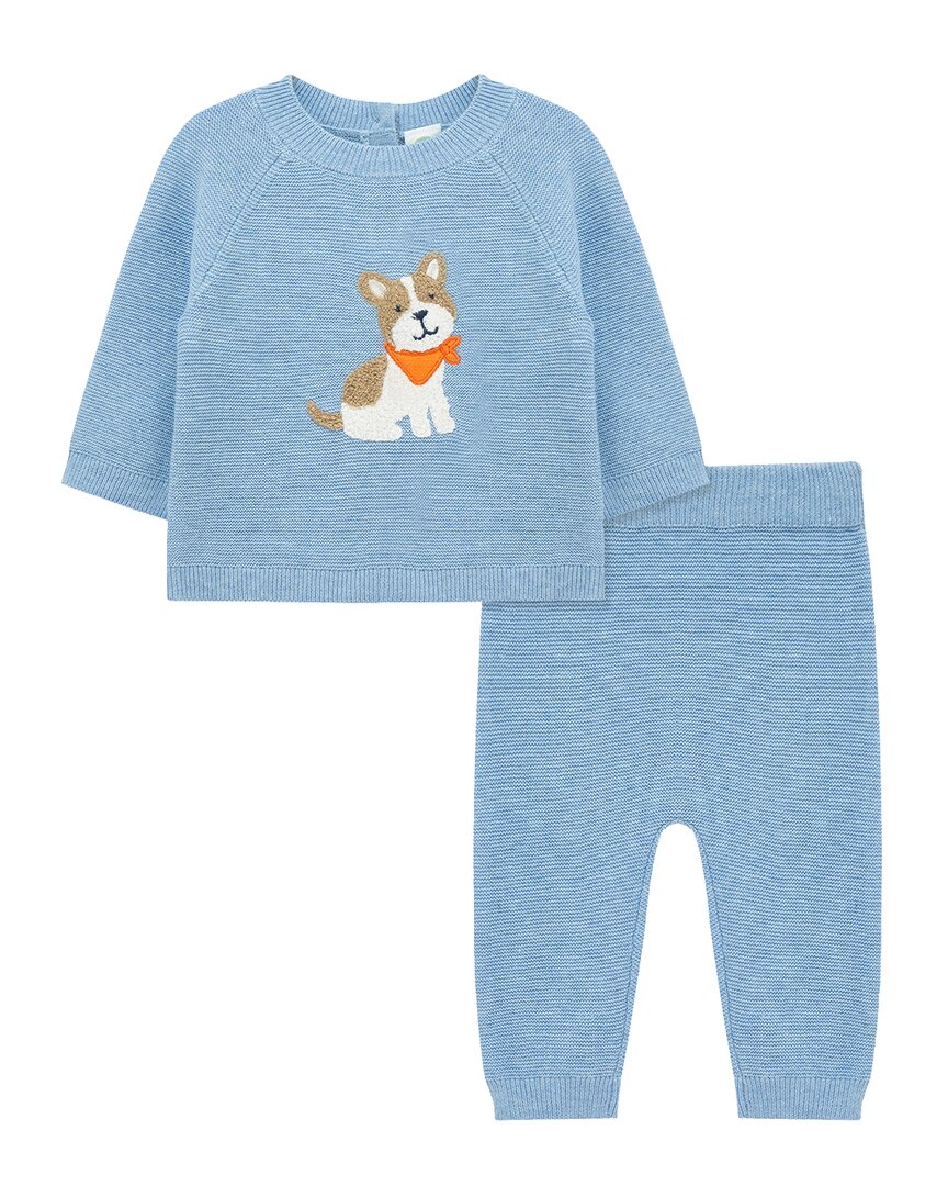 Little Me Puppy Sweater Set In Blue