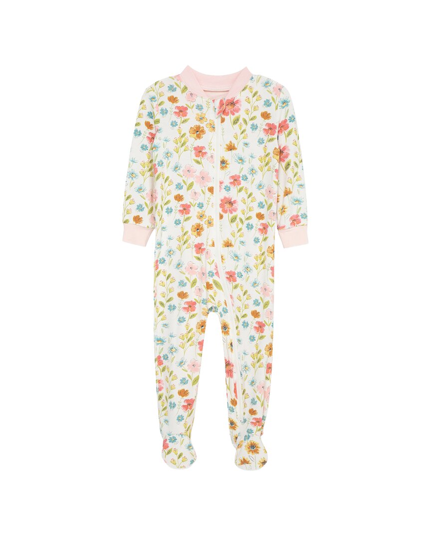 Little Me Floral Zip Front Footie In Multi