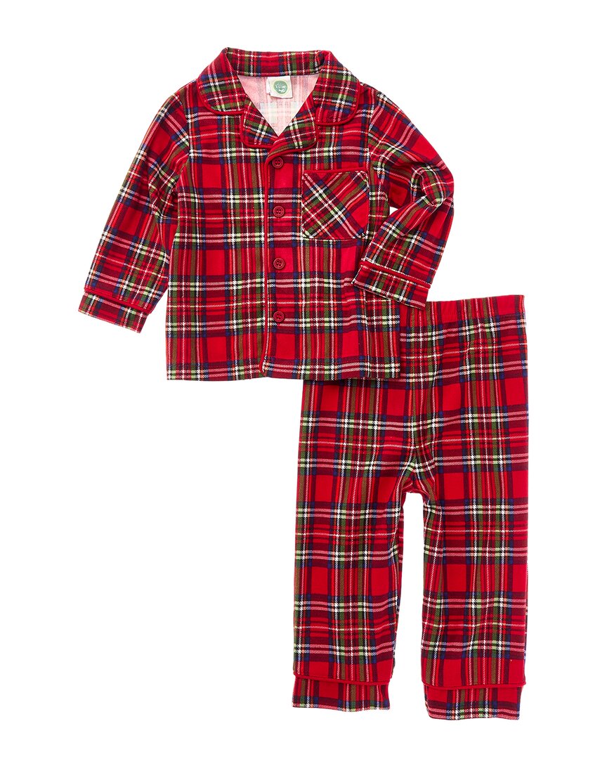 Little Me Plaid Coat Pajama Set In Red