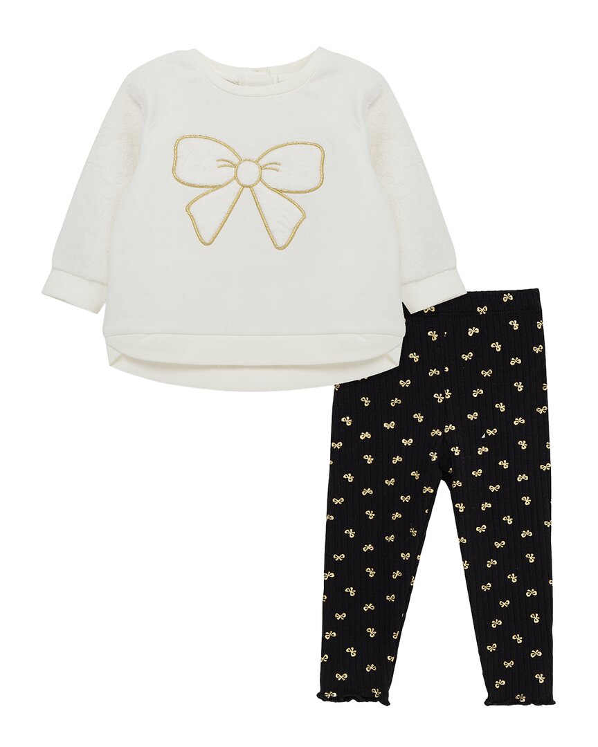 Little Me 2pc Bow Sweatshirt Set In Animal Print