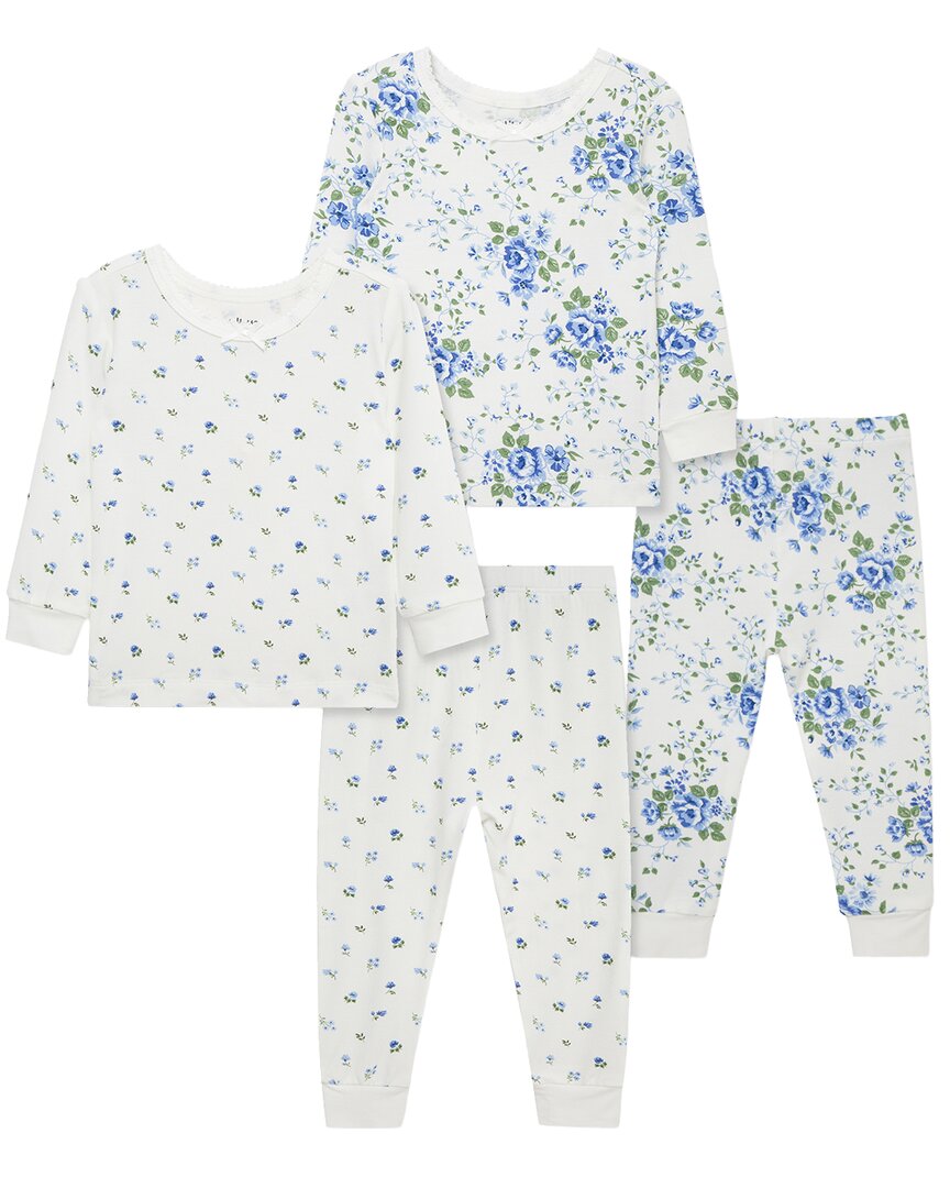 Little Me 4pc Toile Bamboo Pajama Set In Blue