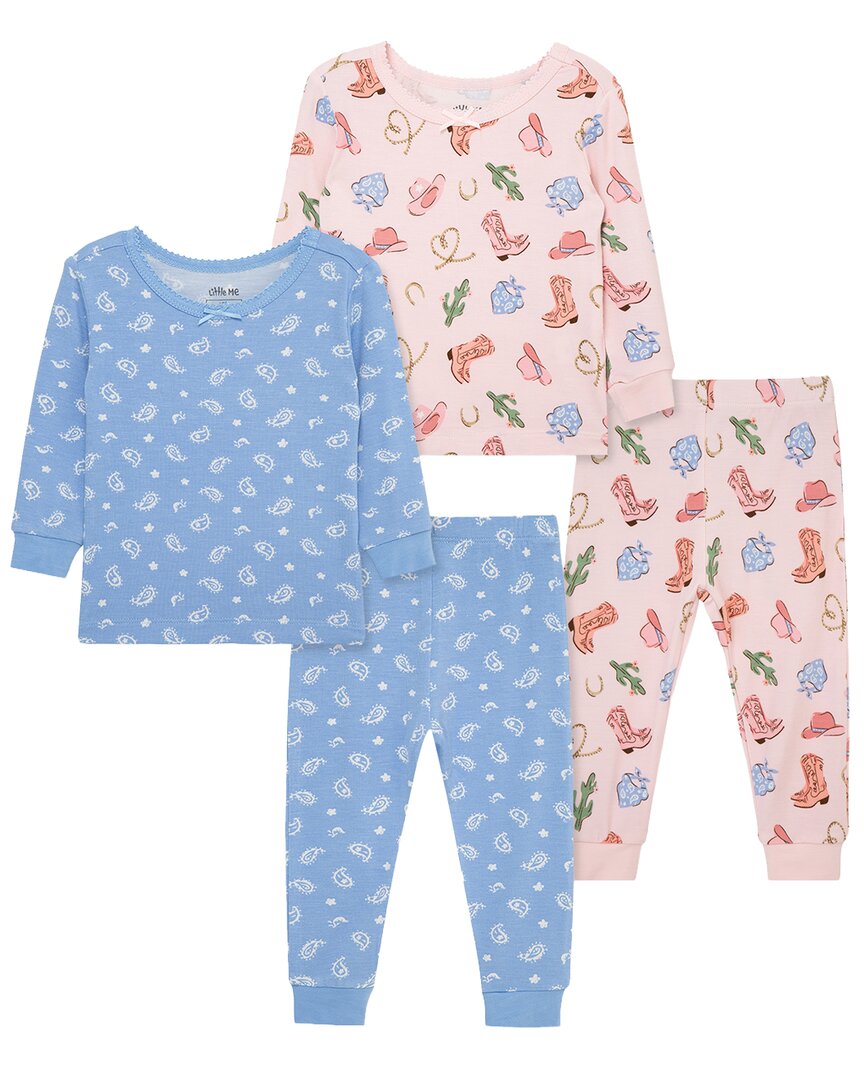 Little Me 4pc Cowgirl Bamboo Pajama Set In Pink